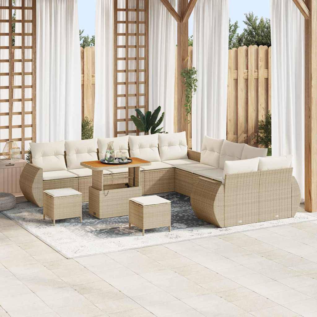 vidaXL Trädgårdsoffset 13 pcs Beige konstrotting