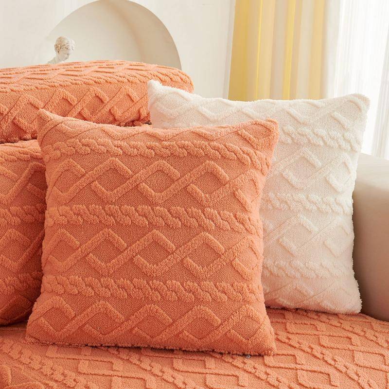Inget kuddinlägg Förtjockat Bekvämt Bomullsflanell Kuddvar Enfärgat Mjukt Jacquard Soffa Säng Ländryggsstöd Kudde