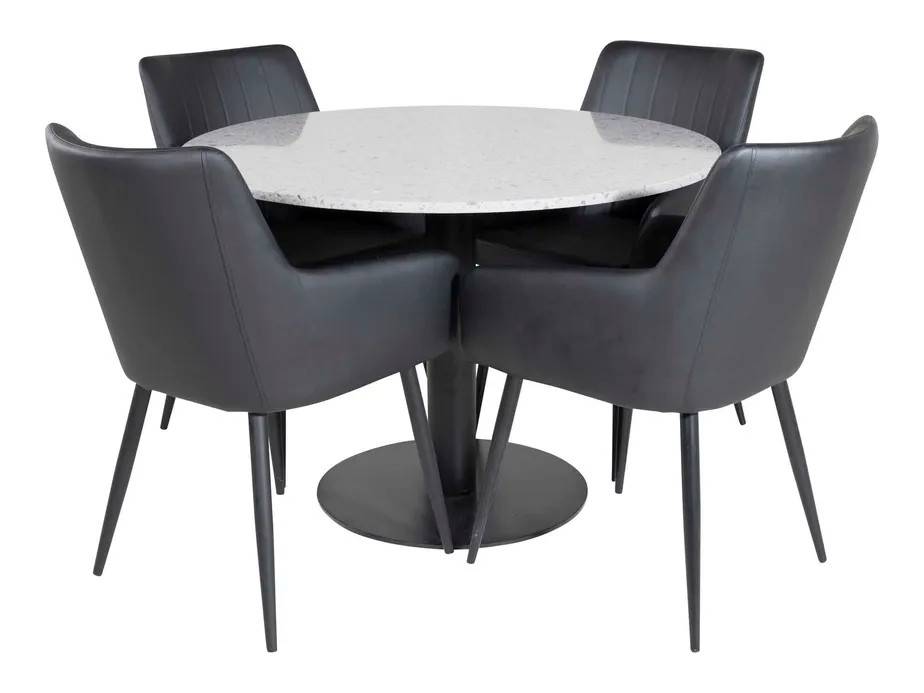 Venture Design Razzia & Comfort matgrupp Grå/svart 4 st stolar & bord 106 cm