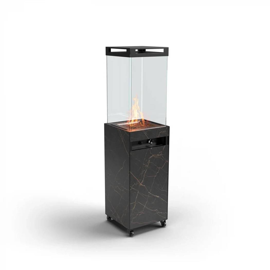 ZOIA - Svart - Utomhus gaspatio-värmare - Från Planika Fires - Stilren och effektiv uppvärmning - Mysig atmosfär på terrassen
