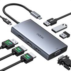 USB C Docking Station Dual Monitor 2 HDMI, 8 in 1 Laptop Dockingstation mit Zwei HDMI, Displayport, VGA, PD, 3 USB Ports, USB-C Hub Multiport Adapter for HP/Thinkpad/Surface
