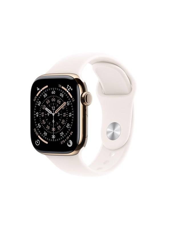 Apple Watch Series 11 GPS + Cellular 46mm Gold Titanium Case with Light Blush Sport Band - S/M