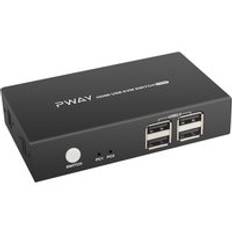Pway kvm switch hdmi kabel stöder usb 2.0 vga splitter box för usb tangentbord tangentbord mus monitor adapter usb skrivare switch - Eu