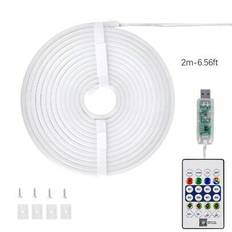 1PC Neon Lights, 16,4FT RGB LED Strip Lights App-kontroll, IR-fjärrkontroll, Musiksynkronisering, Utomhus IP65 Vattentät, Flexibel DIY-design för sovr - Multi-color (5M,3M,4M,2M,5M/196,85tum,4 spännen (exklusive ljusremsa))