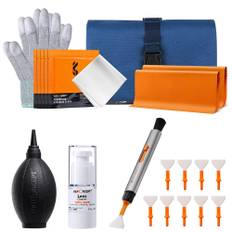 Concept Camera Cleaning Kit Set Camera Cleaning Supplies 15ml Cleaner Lens Pen Blower Cloth Full Size Sensor Swab Gloves Storage Pouch Maintenance