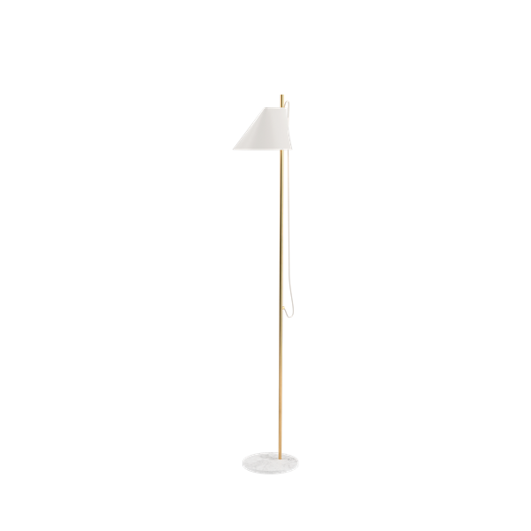 YUH Gulvlampe Hvid/Messing med marmorfod.