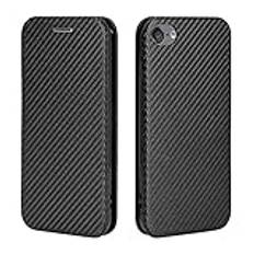 Telefon Flip Case Compatible with iPhone iPod touch 5 6 7 Case Luxury Carbon Fiber PU och TPU Hybrid Case Fullständigt skydd Stötdämpad flipväska Compatible with iPod Touch 5 6 7 Telefonskydd(Siyah)