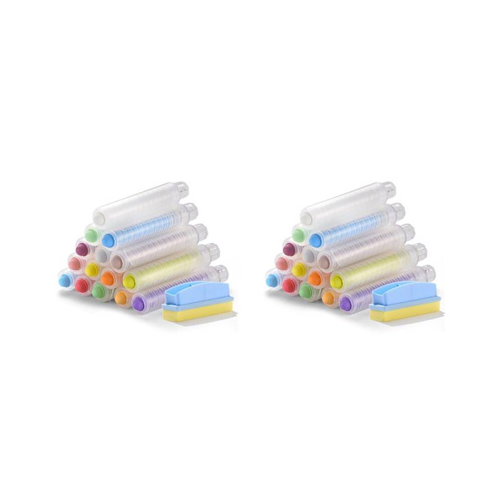 30Pcs Dustless Chalk Set with Chalkboard Eraser, Colored Chalk with Holder,Color Sidewalk Chalk for Kids, Chalk Paint