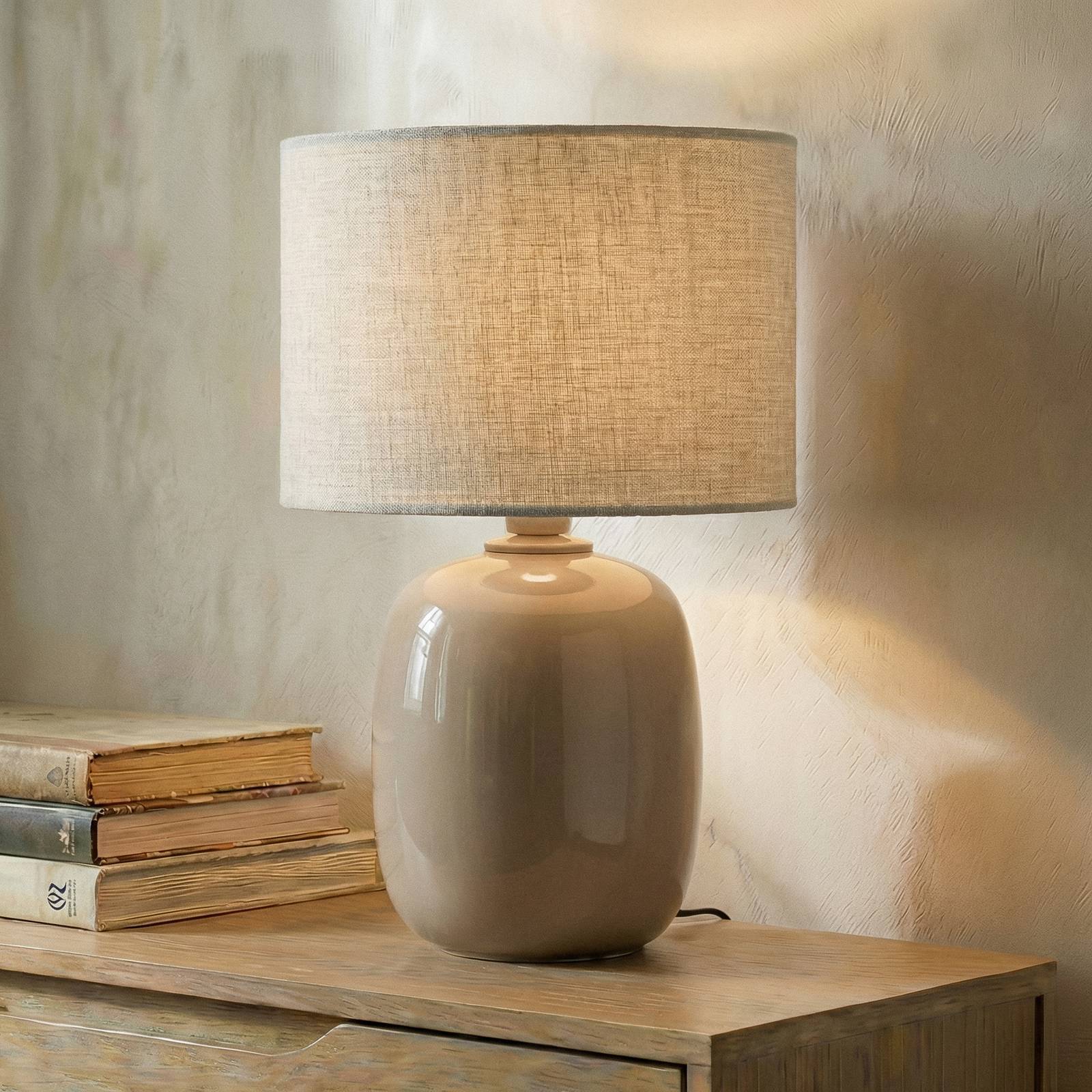 Bordslampa Melody TK Lighting, Creme / bärnsten, Vardagsrum / matsal, Textil / tyger / siden, Bordslampa
