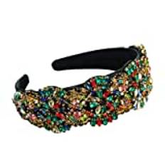 Vintage hårband personligt handsytt målat glas borr blommor tyg hårband för kvinnor flickor (multi)