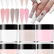 6st akrylpulverset, nakenrosa vit färg högblank akrylpulverset, nagelkonstdesign, 6 färger akrylnagelkonst 3D nagelskulptur Fransk nagelförlängning & - Multifärgad