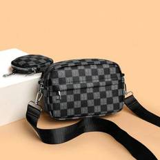 2pcs Men Crossbody Bag Camera Bag Vintage Old Money Sling Bags Mini Shoulder Bag Casual With Coin Case Side Bags - Black - one-size