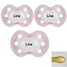BabyNova napp med namn, symmetrisk, latex, storlek 2 (rosa) (förpackning med 3)