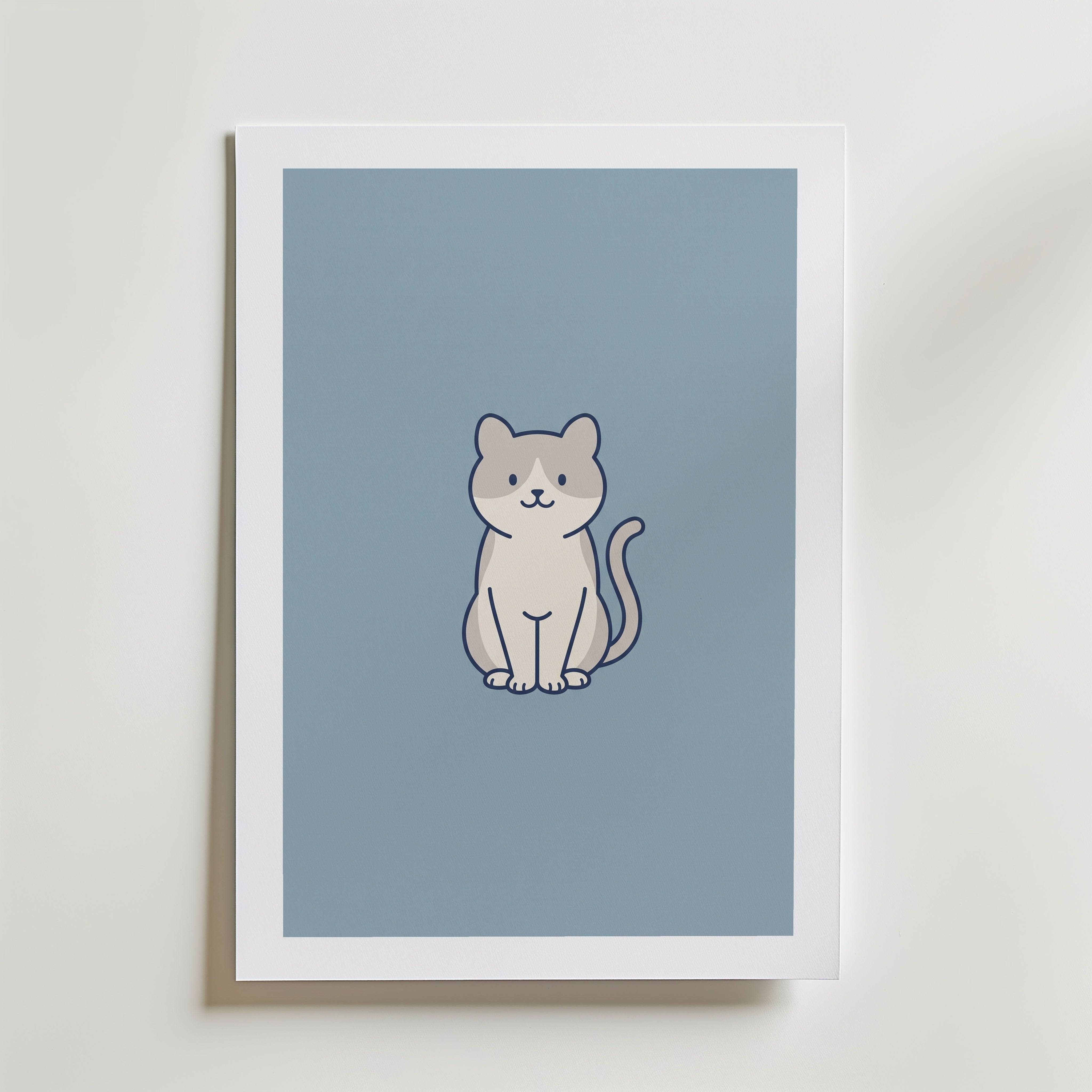 Bathroom Cat Poster - Fine Art Poster 13x18 cm Med passepartout