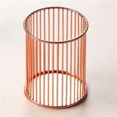 2 färger skönhetsmakeup förvaringslåda cylindriskt fall förvaring läppstift pensel penna hållare arrangör järn - Rosa guld