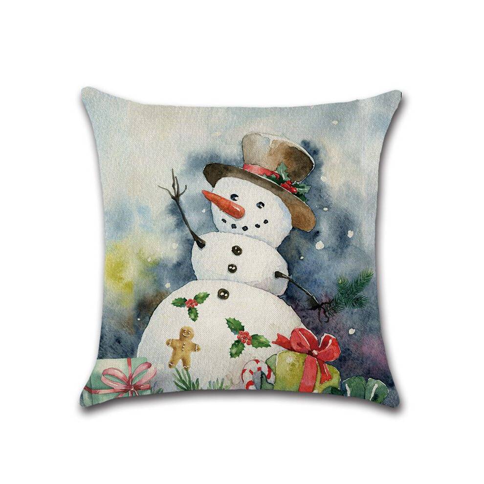 "(Snowman)18"" Christmas Cushion Cover Pillow Case Snowman Santa Claus Xmas Sofa Home Decor"