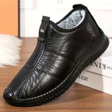 TEMU Men's Winter Shoes - Casual Slip-on Sneakers, Low , Comfortable Lightweight Running Footwear With Solid Color Pattern, Fabric Upper & Inner, Pu Sole - Ideal For Fall/winter