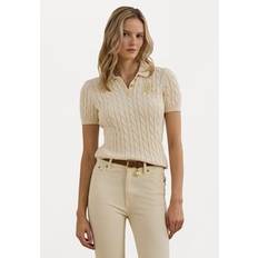 Lauren Ralph Lauren Cable Knit Cotton Polo Jumper - Piké - mascarpone cream