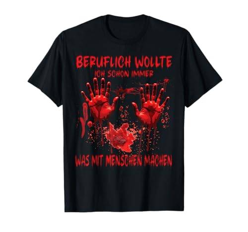 Halloween Blutige Hände Blutspritzer Sensenmann Kostüm T-Shirt