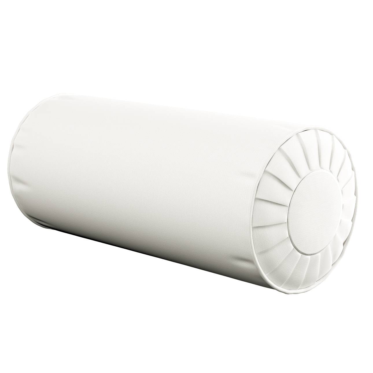 Cylinderpude med folder, Hvid, Ø 20 x 50 cm, Cotton Panama
