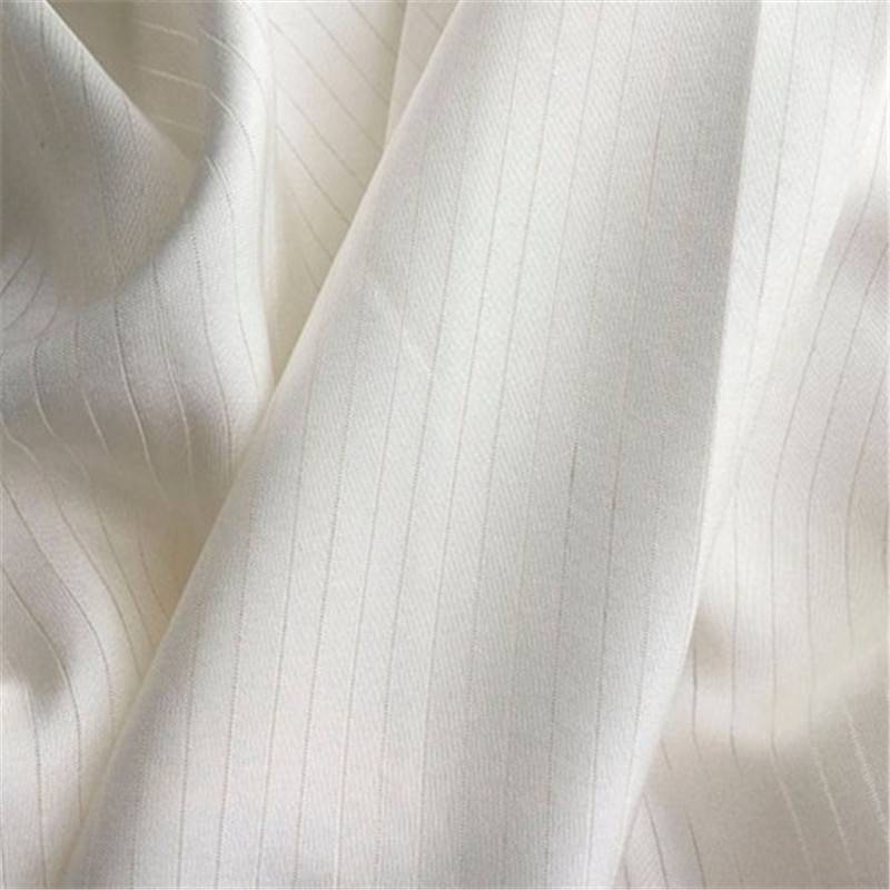 Siden Jacquard Randigt Tyg - Vit