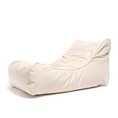 Ecopuf - Master Polyester Pouf Fåtölj Utomhus Chaise Longue - Fåtölj med förvaringsfack och handtag - Snygg Tygpåse - Avslappnande fåtölj - Heminredning - 115x65x60cm, Kräm Nc18