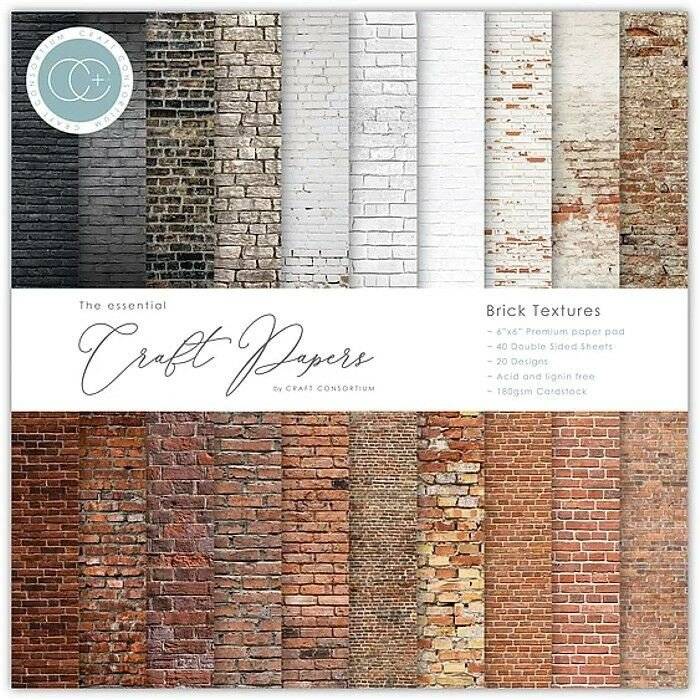 Craft Consortium - Double-Sided Paper Pad 12X12 Brick Textures, 20 Designs 30/pkg