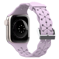 Apple Watch 45mm Rem til Serie 8/9 - Flower Silikone, Lilla