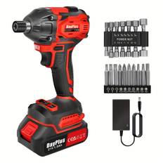 TEMU Cordless Impact Wrench 1/2inch Driver, 450 N.m High Torque Brushless Power Impact Lithium Battery, 14 Impact Sockets Set, 12 Screwdriver Bits, Electric Impact Wrench For Car, Home