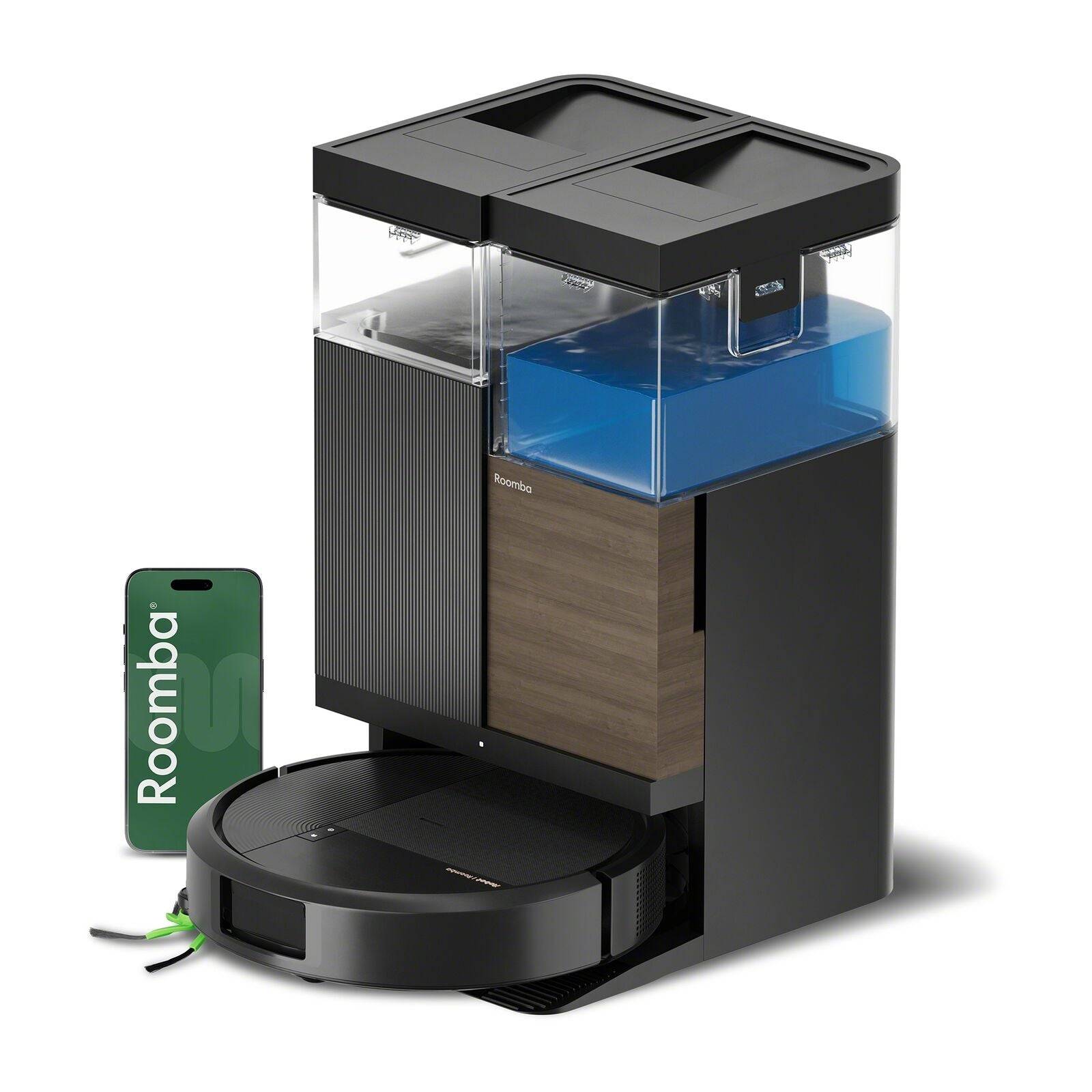 iRobot Roomba® Plus 575 Combo – Robotdammsugare med AutoWash™ dockningsstation, Svart