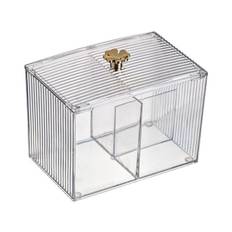 Cotton Pad Storage Box Swab Container Holder Transparent with Lid Grid for Cosmetics Desktop
