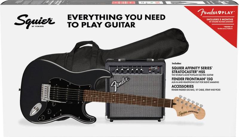 Squier Pack Affinity Strat HSS LRL CharcoalFrostMetallic 15G