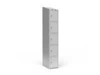 (ComputerSalg) Garderobeskab 1x400 mm Lige tag 5-delt søjle Rød dør Cylinderlås