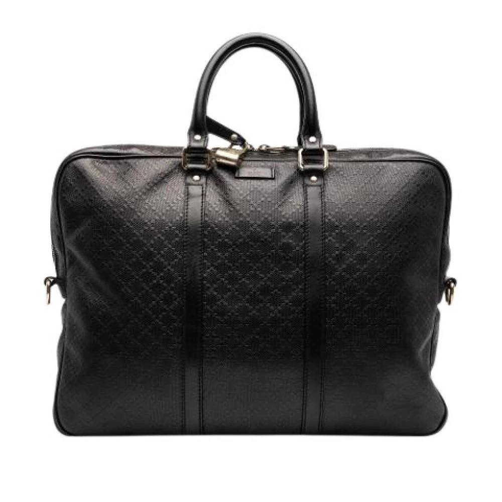 Gucci Vintage Pre-owned Embossed Leather Briefcase - Vintage - Herre - Sort - ONE SIZE - Læder