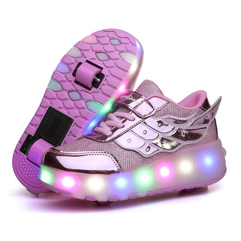 Lysande rullskridskoskor för barn Pojkar Flickor Glödande hjul Skor Barn LED-hjul Sneakers med USB-laddning cm