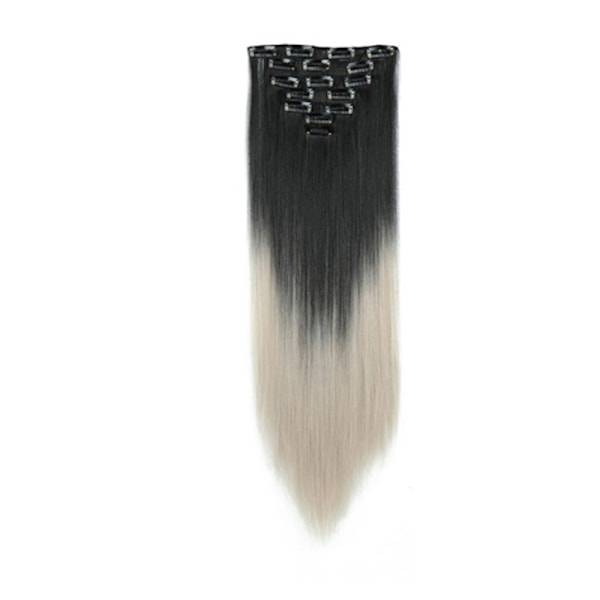 Langt Lige Farvet Hår Extensions Kompatibelt Med Højtemperatur Fiber, Vaskbart, Let At Pleje, Komfortabelt Hårstykke Med Clips Model 5