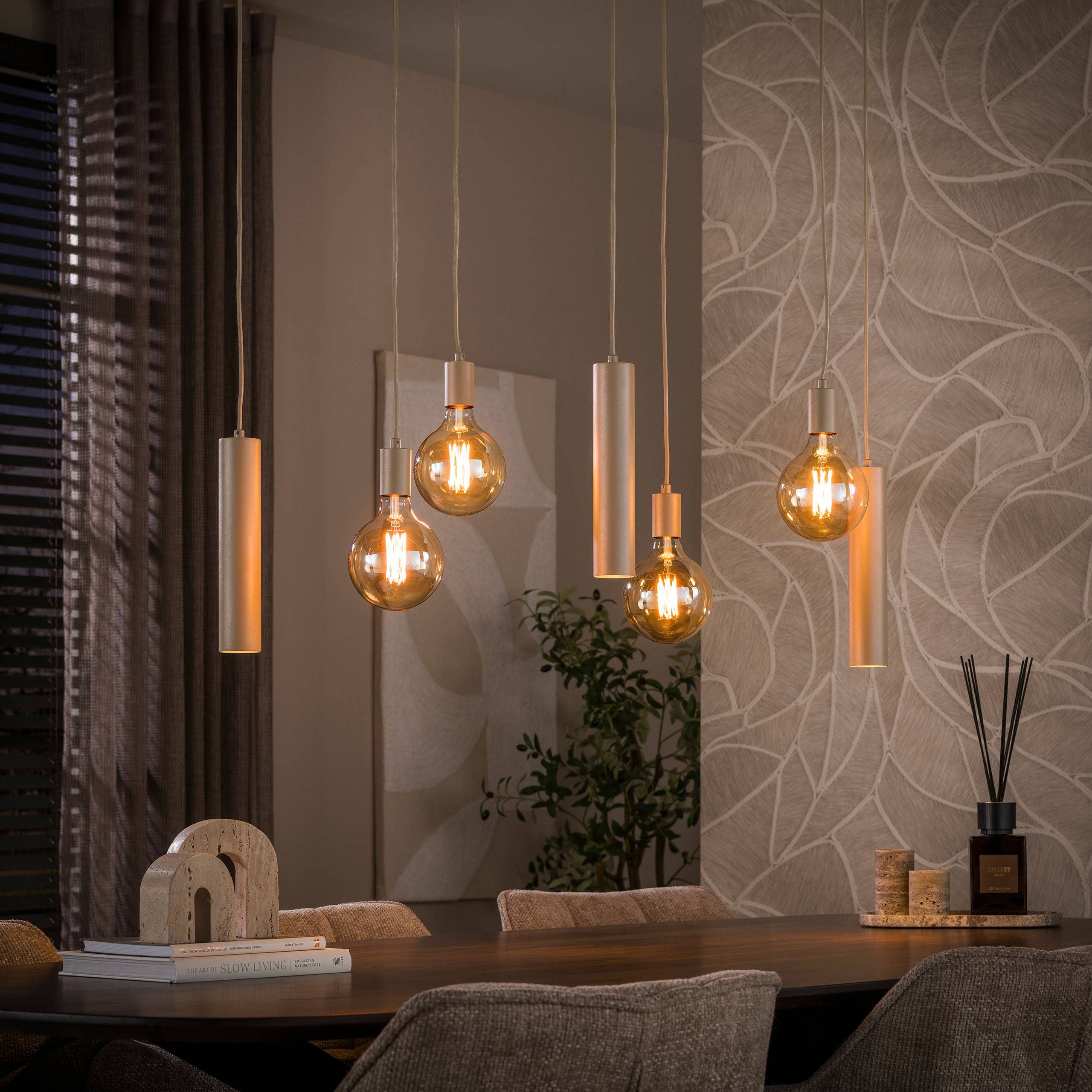 Scala - Loftlampe i beige metal med syv lyskilder Levering med pære(r)