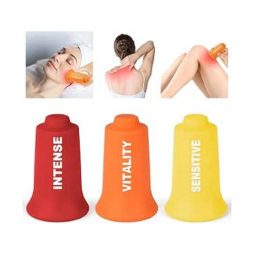 Silikone cupping sæt, 3-delt silikone vakuum cupping sæt, ansigts- og kropsmassage, anti-cellulite massage