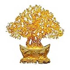 Träd Guldtacka Kristall Fortune Tree Ornament Wealth Ornament Hemmakontor Bordsdekoration Bordsskiva Hantverk Rikedomsgåvor (Färg: Rödbrun)