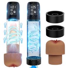 Paloqueth Automatic Powerfull Digital Penis Pump with Vagina Sleeve Brown - svart