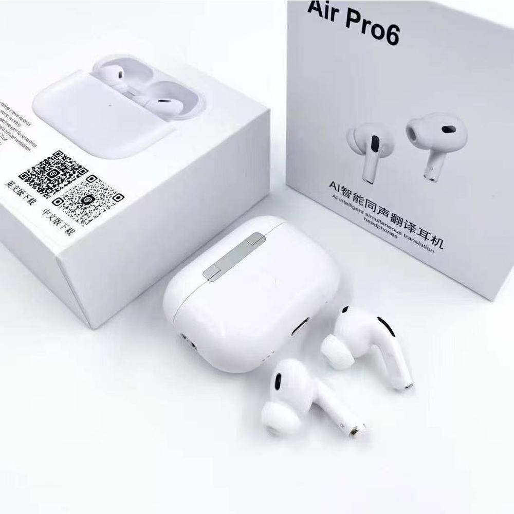 Air Pro 6 AI-översättare Hörlurar Realtidsöversättare Hörlurar Röstöversättare Trådlösa Bluetooth-hörlurar För Resor vit