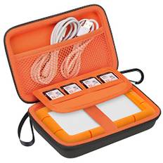 Lacdo Externe Festplattentasche Schutzhülle für LaCie Rugged/Rugged Mini/Rugged Thunderbolt USB-C Externe Festplatte HDD LAC9000298 1TB 2TB 4TB 5TB Eva Stoßfest Wasserdicht Tragetasche Case, Orange