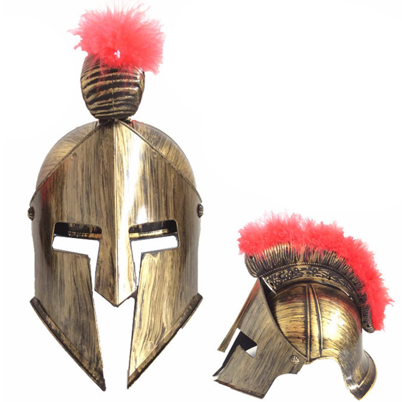 Medeltida Riddare Gladiator Spartan Romersk Krigare Grekisk Kostym Hjälm Huvudbonad Accessoar för Halloween Cosplay Utklädnad Rekvisita mässing/röd