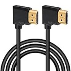 GELRHONR 4K HDMI-kabel 1.4, högervinklad HDMI-hane till hane-kabel 4k @30Hz, guldpläterad kontakt, stöder ARC, 3D, Ethernet, för HD TV, Lactop, PC, projektor – svart (1 m/3,2 fot) (höger/höger)