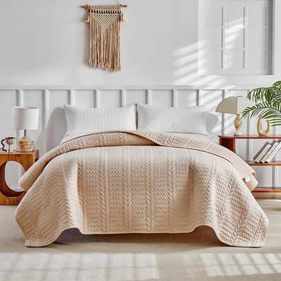1 st överdimensionerat lättviktigt mjukt vadderat överkast, tunt överkast för dubbelsäng, sängkläder för vår och sommar året runt - Beige (Multi-size)