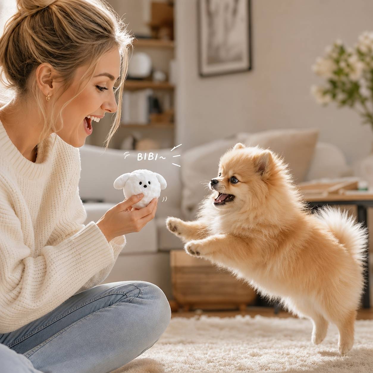 Bear Squeaky Bouncing Dog Toy Ball, Soft Plush Interactive Fetch Chew Toy, High-bounce Play Ball, Suitable For Small, Medium, And , Indoor/outdoor Self-play Teething Entertainment Dog Toy, Boredom
