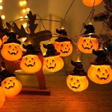 LED-ljusslinga med pumpamotiv – batteridriven, perfekt för Halloweendekorationer på fester, i spökhus och utomhus (batterier ingår ej) (1,5m 10LED)