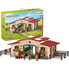 schleich FARM WORLD Stall med hästar och tillbehör, från 3 år, 42195 - Bygglesaker, 96 Delar