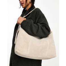 ASOS DESIGN - Beige løs tote i ruskind-Neutral