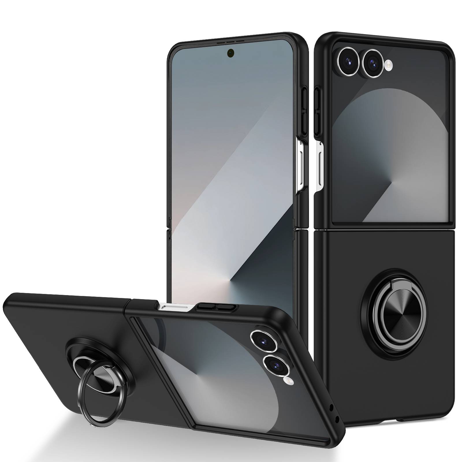 Samsung Galaxy Z Flip 8 Cover magnetisk ringholder Sort